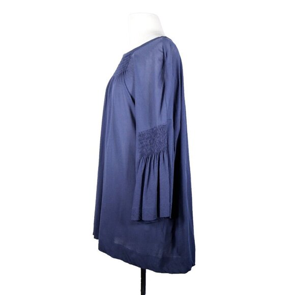 Dries van Noten Women's Size Medium Blue 100% Cotton Shirred Tunic T-Shirt Top - Picture 3 of 7